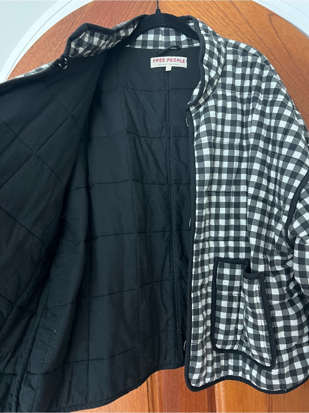Free People Chloe Jacket Size Large - Black & White Gingham RT $198 - Picture 3 of 5